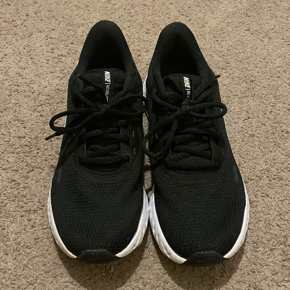 Women’s Black and White Nike Revolution Running Shoes Size 7.5